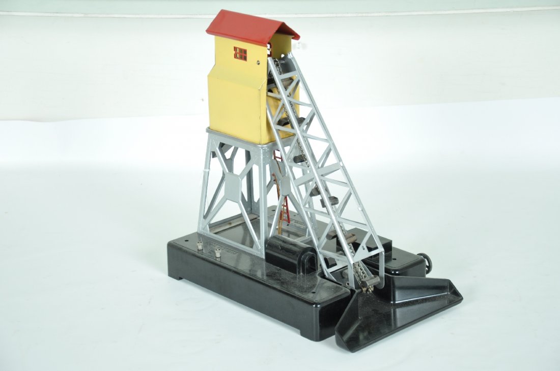 Clean Lionel 96 Coal Loader: Shiny manual coal loader with fairly bright silver. It has very light oxidation spots inside on silver, but shows only very light signs of use, otherwise C7+-8