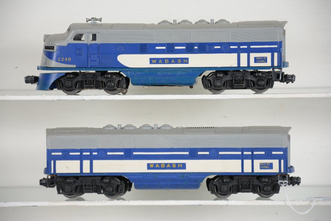 Lionel 2240 Wabash F3 AB Diesels: Single motor diesels, power has poor restoration on shell & frame, b-unit is C6