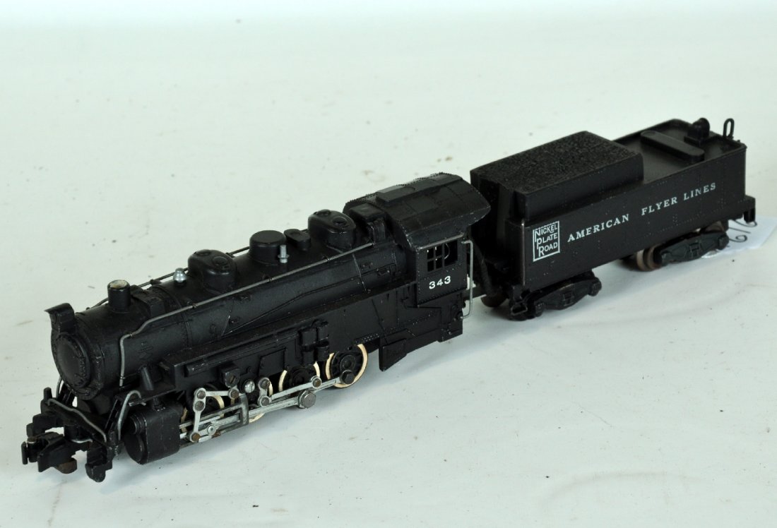 American Flyer 343 NPR Switcher: S Gauge. Clean with bright lettering and rods. It shows light playwear, C7+