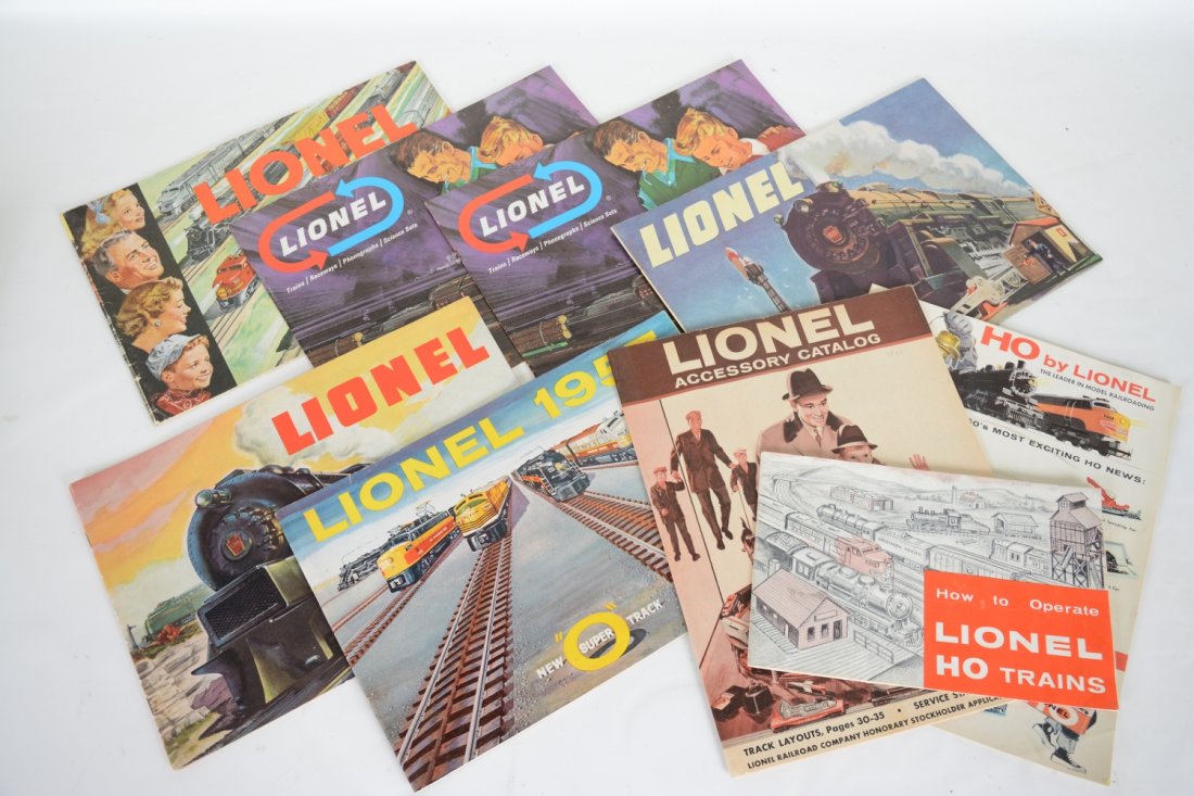 Vintage Lionel Catalogs: Includes 1951(M.H. Romer 1951 penned on cover); 1960 HO; 1960 operating manual; 1960 accessory; 1957; 1948; 1947; 2 #1966. Otherwise all clean and complete, C7-8