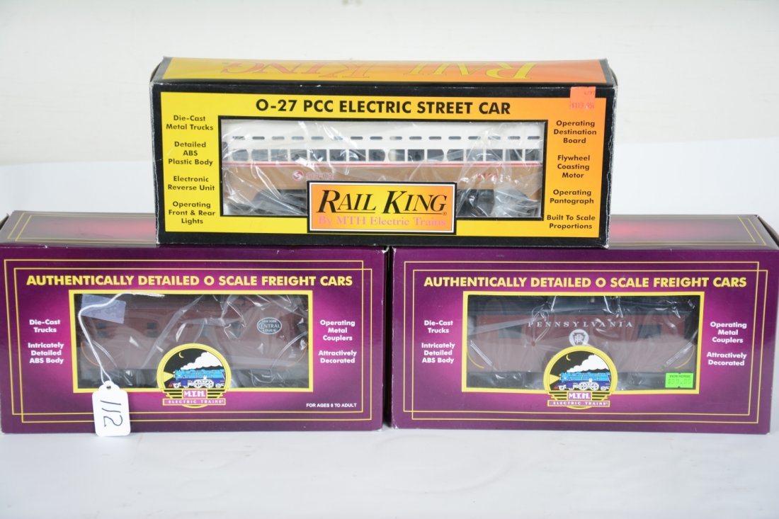 3Pc MTH Lot: Includes an RK-2503 SEPTA Street car; Premier 20-91192 NYC caboose; 20-91319 PRR N-8 caboose. All appear unrun with boxes, C10