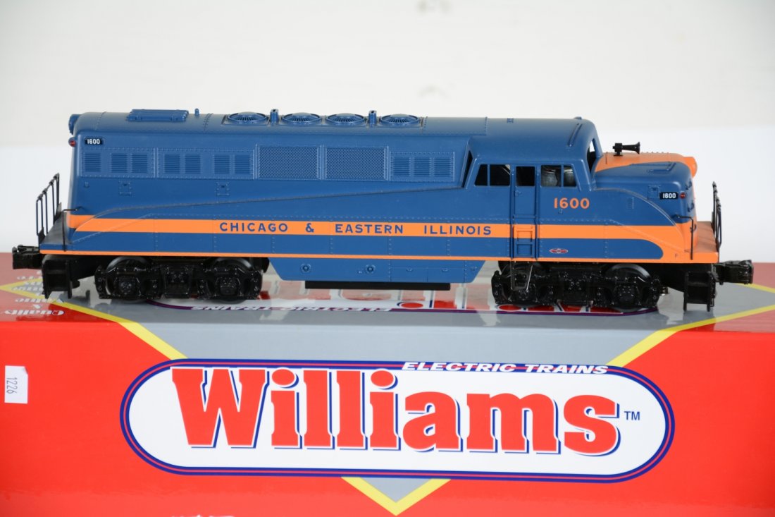 Williams BL2-303 C&EI Diesel: Nice dual motor BL2 loco, cab #1600. It shows light runtime with C9 body, box & shipper.