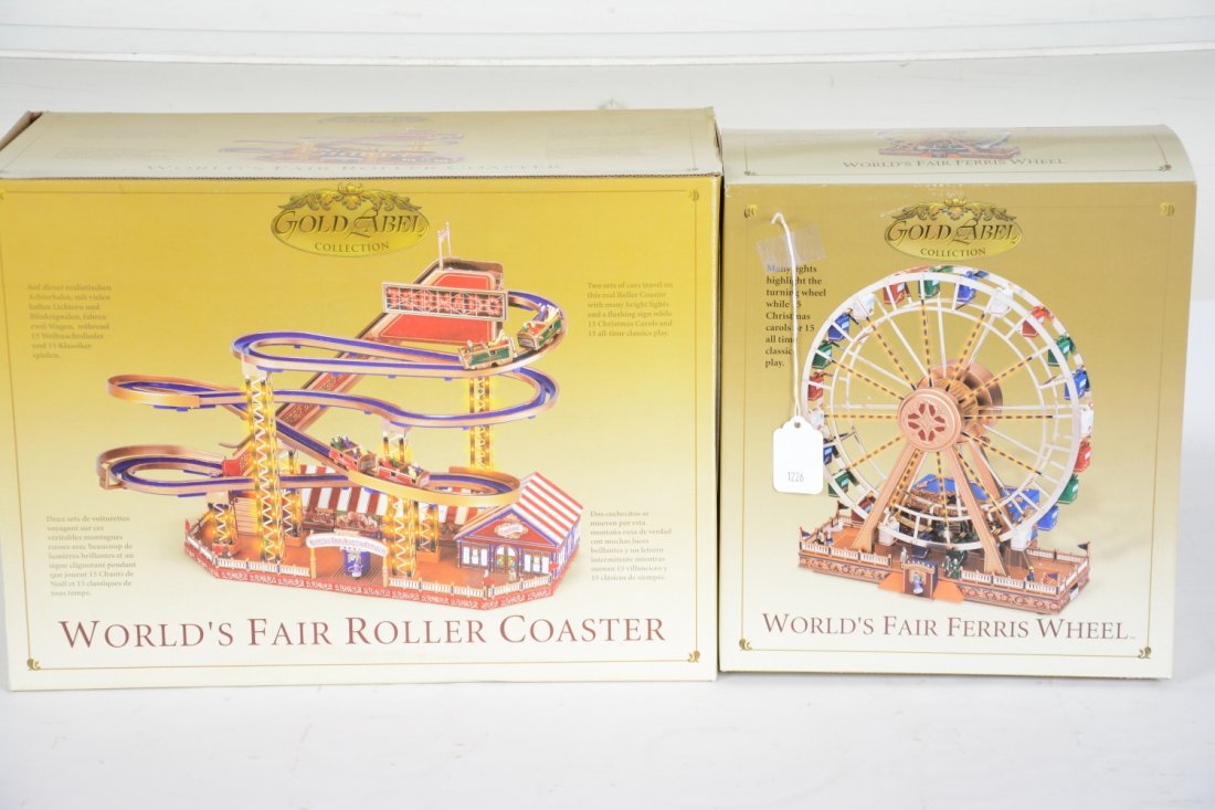 2 Old Labelle Operating Carnival Rides: Includes operating Worlds Fair Roller Coaster; Worlds Fair Ferris Wheel, Both show light use with boxes, C8+-9