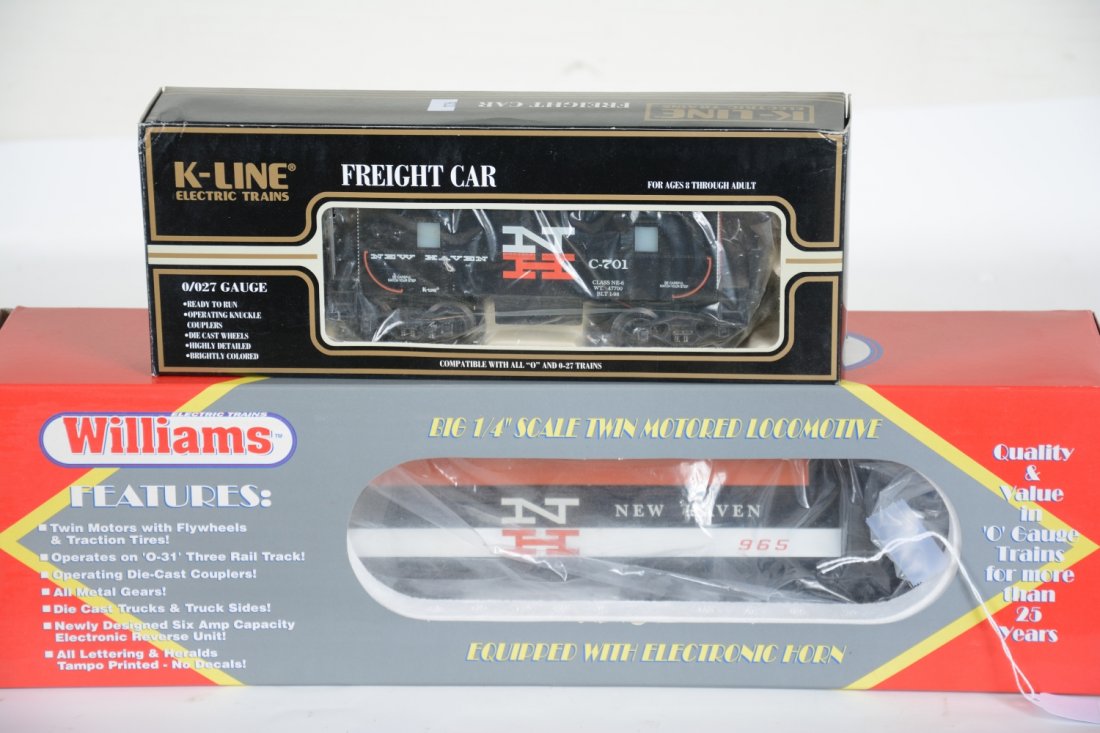 Williams New Haven E60 & Caboose: Includes a E60-501 rectifier with horn; Matching K611-1791 NH caboose. They show light runtime with C9 bodies, boxes and loco shipper.