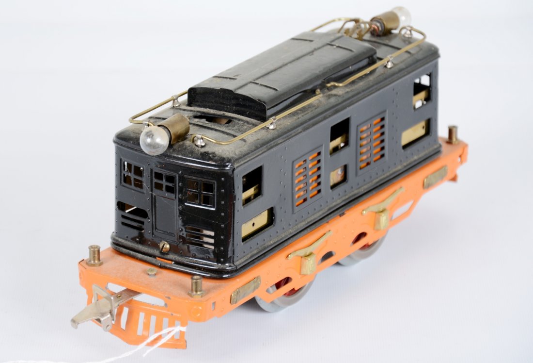 Restored Ives 3236 Boxcab Electric: Clean and nicely done, but 1 insert is loose. It is in Tiger set colors and appears ready to run.