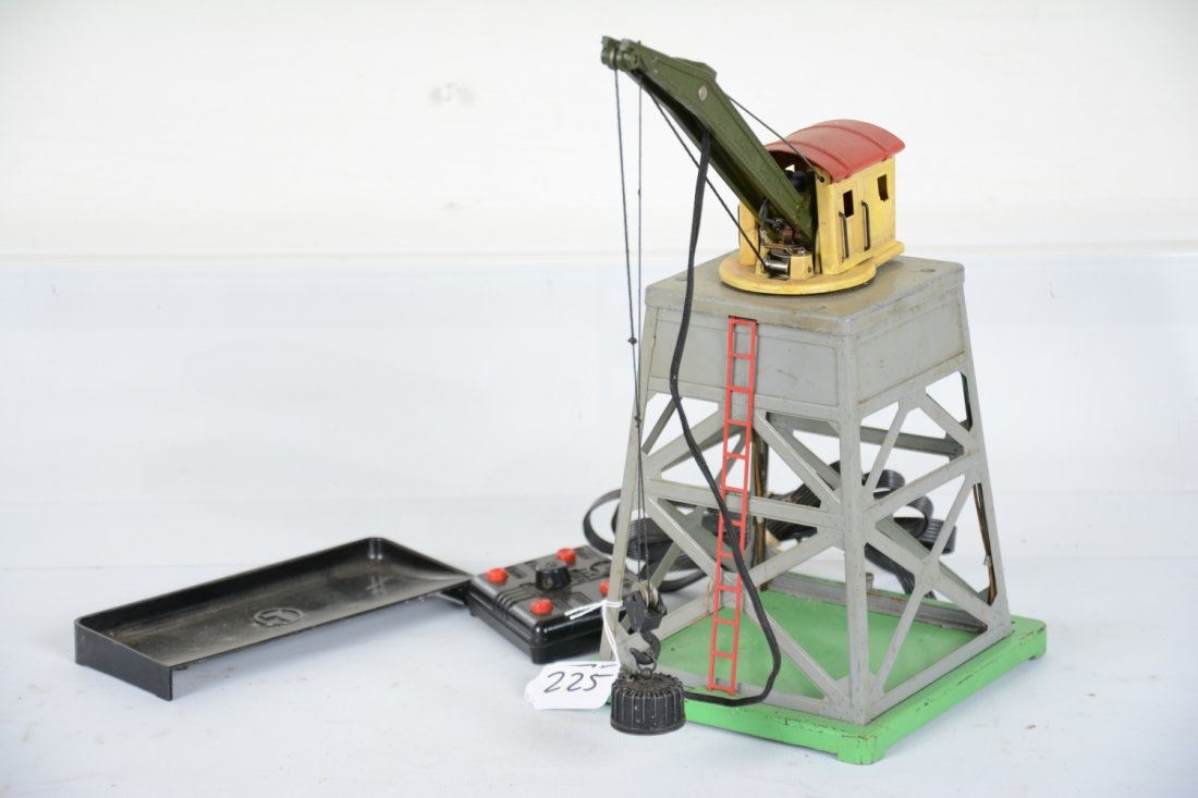 1942 Lionel Gray 165 Gantry Crane: Last pre war production. Fairly clean with rewired controller. It shows moderate playwear, C6
