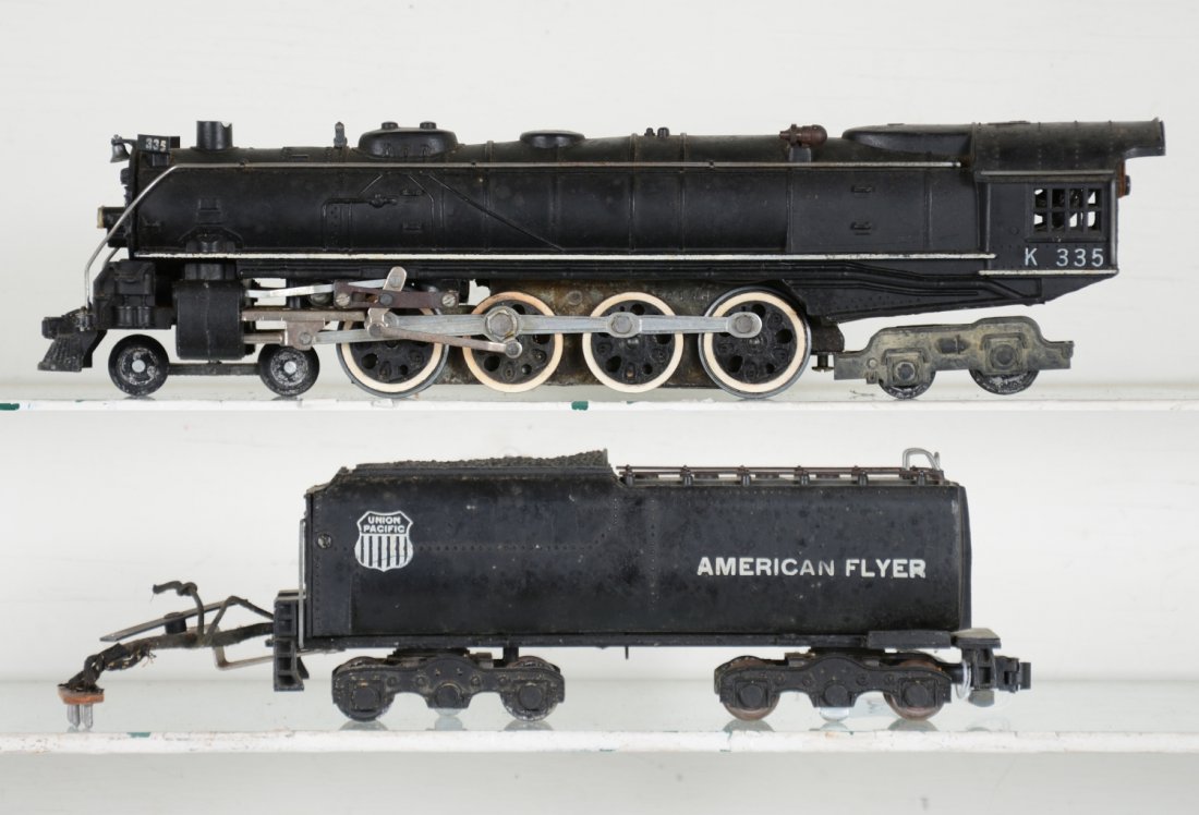 American Flyer K335 UP Northern: S Gauge. Nice 4-8-4 steam loco with 95% stripe and strong graphics. Could use a light cleaning, but only shows light playwear, C7+-8