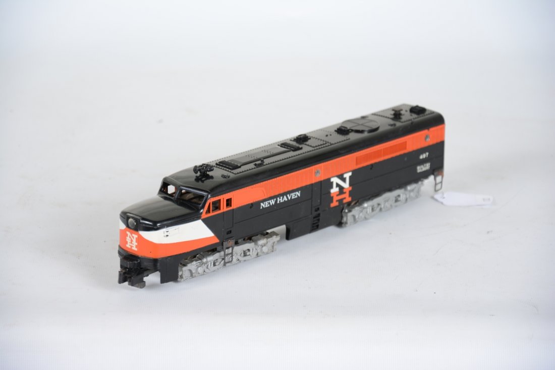 Clean American Flyer 497 NH PA Diesel: S Gauge. Clean with great graphics. It is shiny with minor touch-up on roof. It shows light runtime, otherwise C7-7+