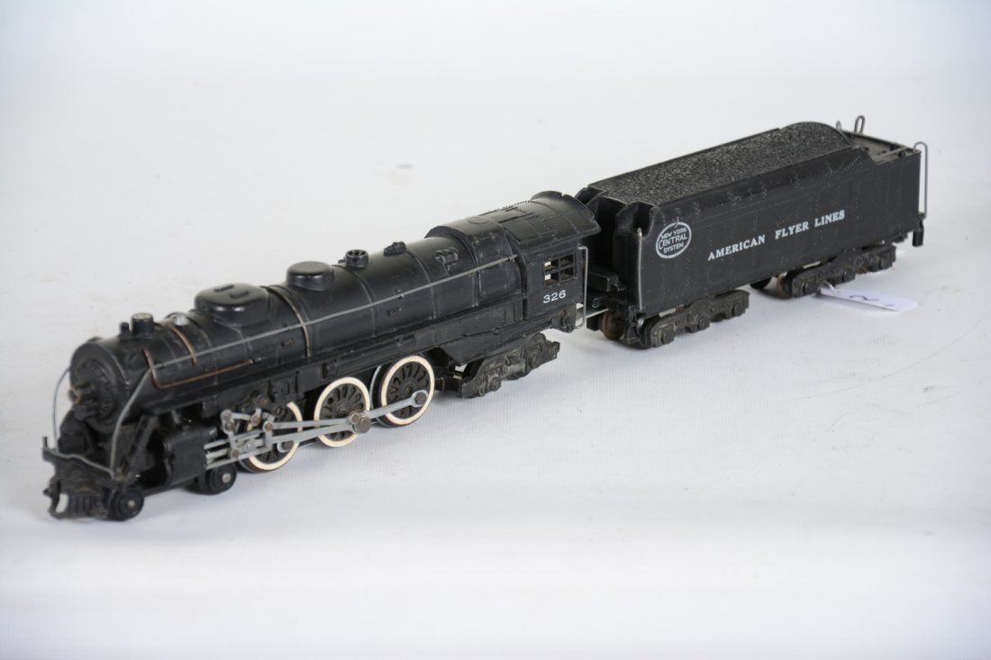 Scarce American Flyer 326 NYC Hudson Locomotive: S Gauge. Clean Large motor version with bright rods and lettering. It shows light playwear, C7+ Tough.