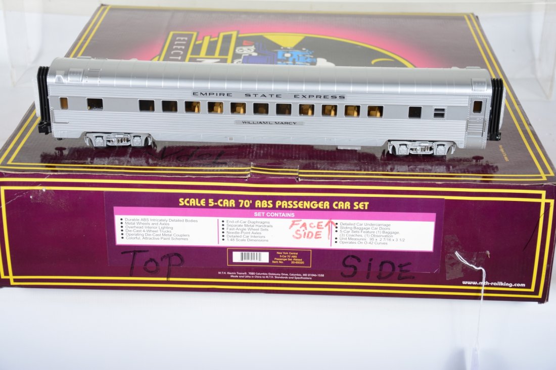 MTH 20-65020 Empire Express Cars: 042. Nice 5-car ABS set that are unrun with setbox having light graffiti, C10
