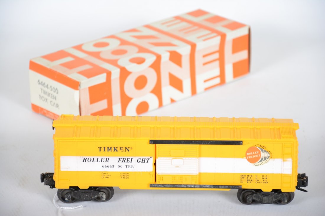 in Boxed 6464-500 Hagerstown Timken Boxcar: Fairly clean and bright & unrun type IV body. It has it's correct Hagerstown box and is Like New, C9