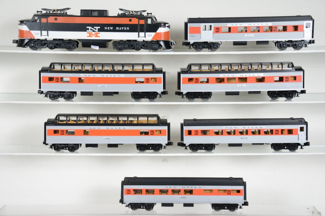 Williams & MTH NH Passenger Set: Includes a Williams NH EP200 EP-5a 0-6-6-0 electric; 6 MTH RailKing streamline passenger Cars. All are a bit dusty, but only show light playwear with C9 bodies.