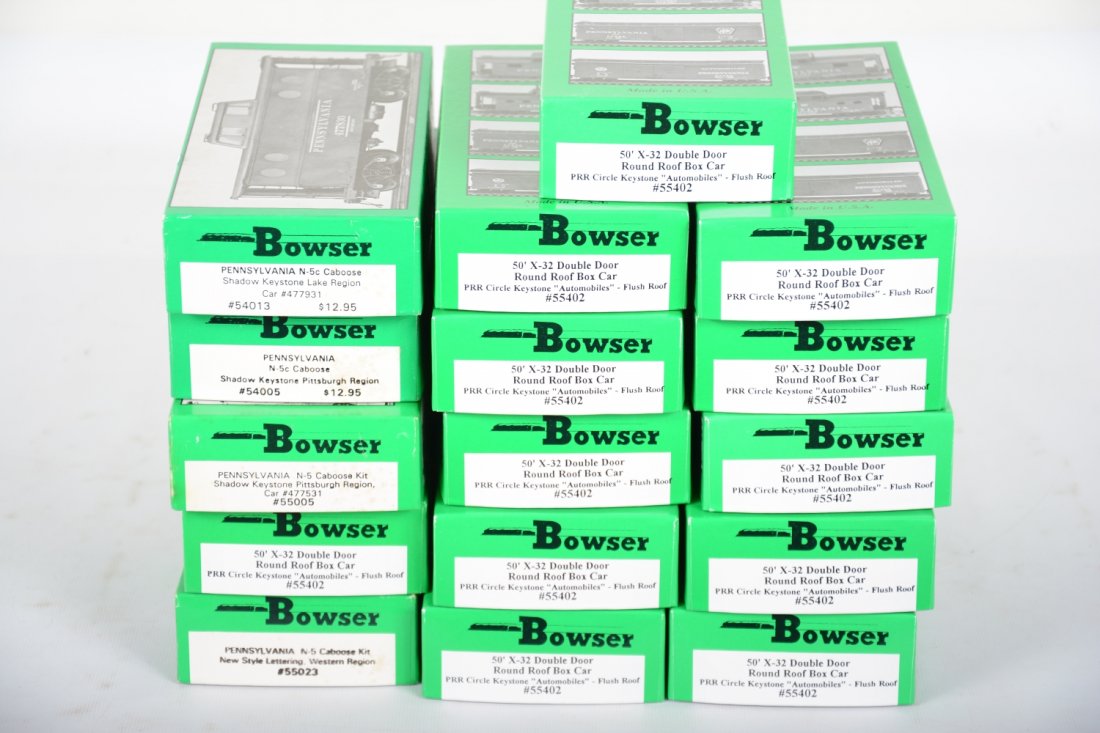 15+ Bowser HO Freight Car Kits: Assorted styles and road names, all new in boxes, C10