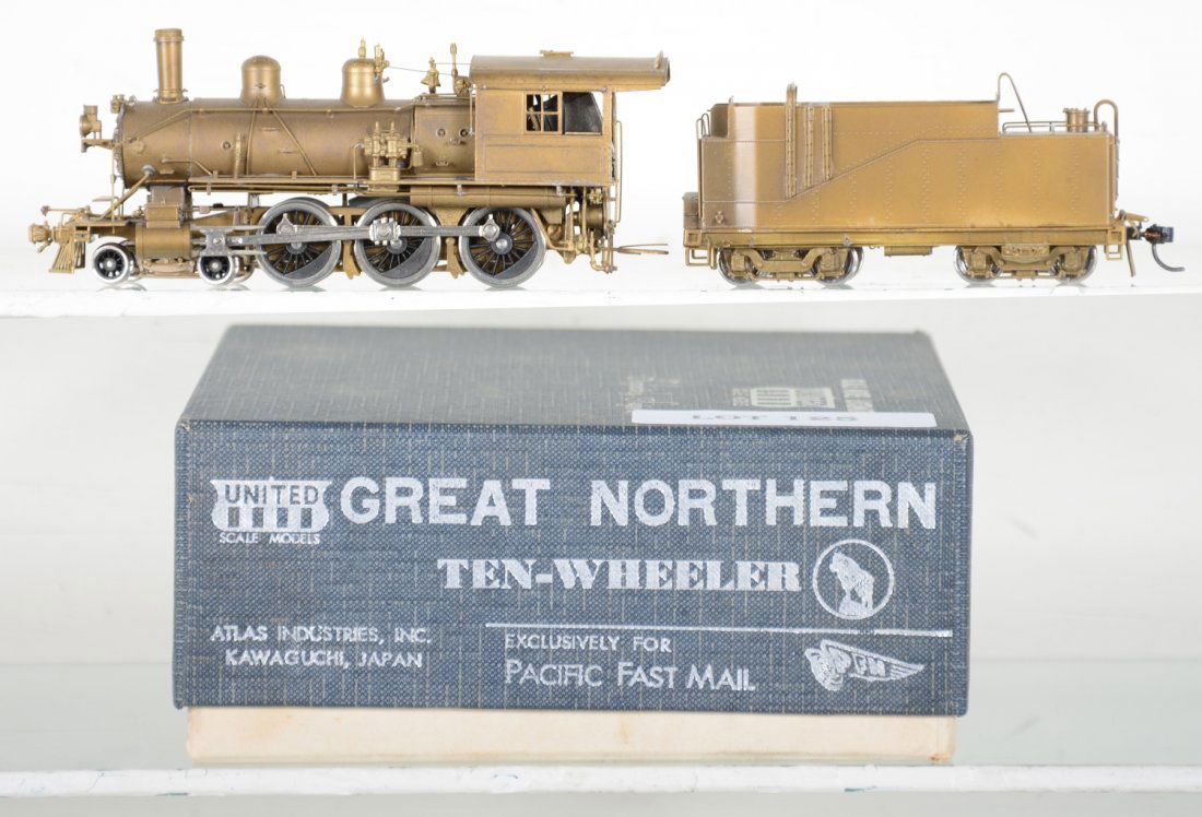 PFM/Atlas Great Northern 4-6-0 10-Wheeler: HO Gauge. Like New to Mint, unrun, may have minor dust from display, near perfect paint, may have some tarnishing to finish. Original box, C10