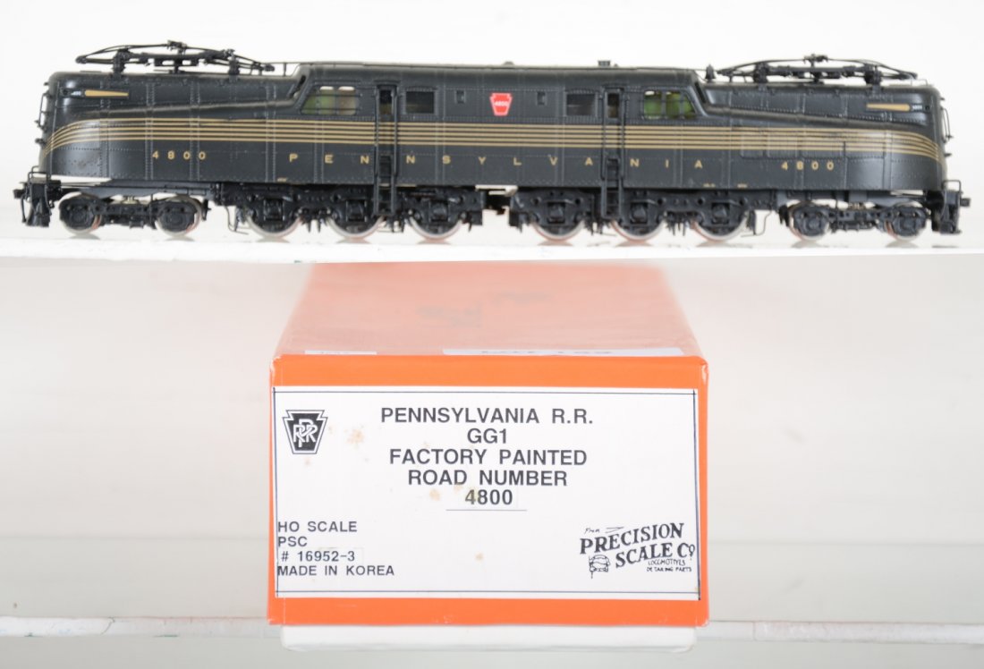 Precision Scale Brass PRR GG1 #4800: HO Gauge. Like New to Mint, unrun, may have minor dust from display, near perfect paint, may have some tarnishing to finish. Original box, C10