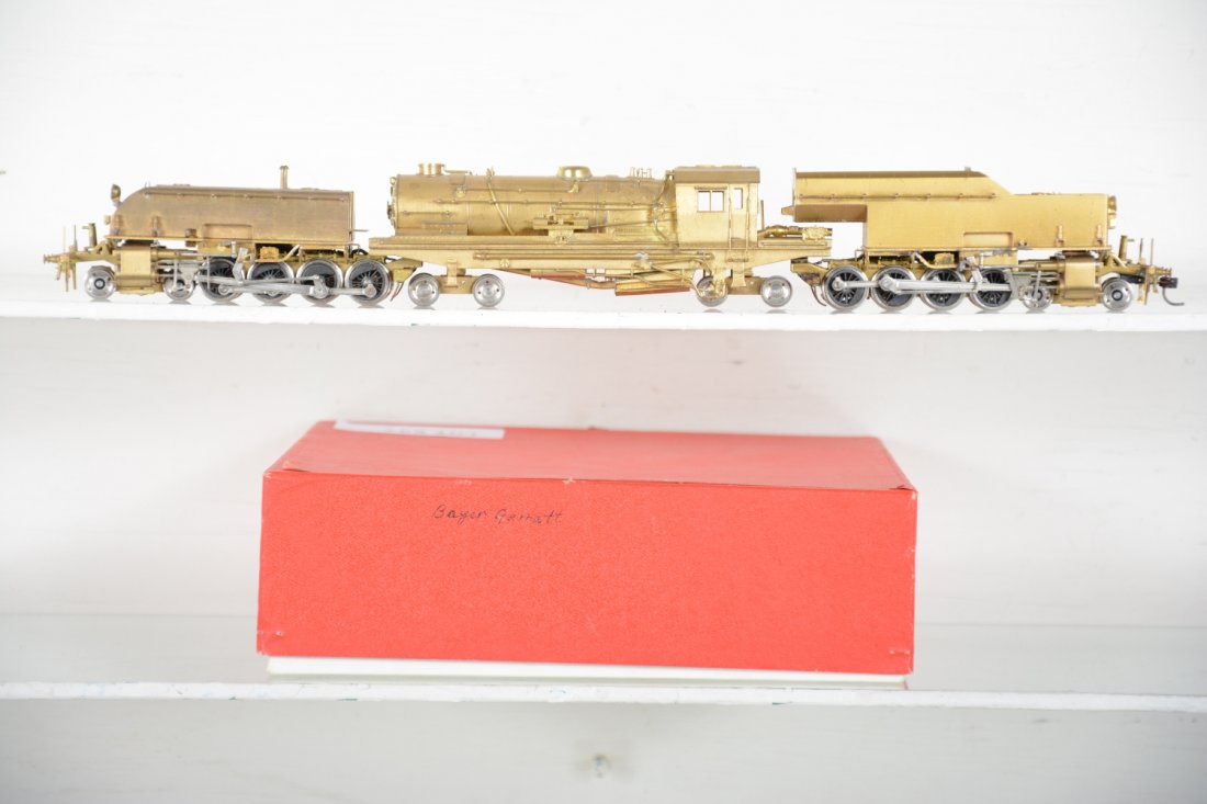 PFM Brass Beyer Garratt 4-8-4+4-8-4: Worn foam insert. HO Gauge. Like New, test or very light signs of operation, may have light dust from display, light signs of handling, may have some tarnishing to finish. Original box, C9