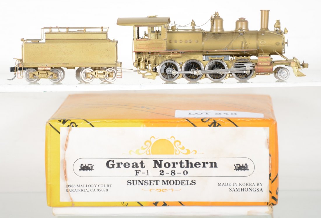 Samhongsa/ Sunset GN F-1 2-8-0: HO Gauge. Like New to Mint, unrun, may have minor dust from display, near perfect paint, may have some tarnishing to finish. Original box, C10