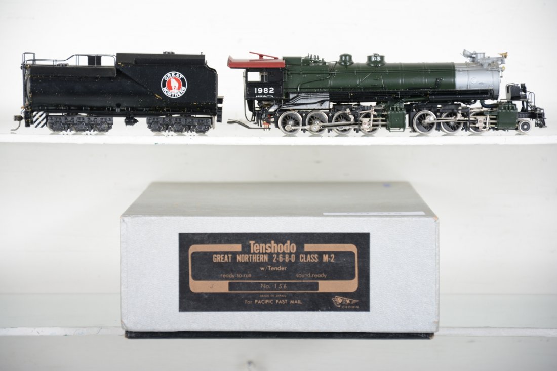 Tenshodo GN 2-6-8-0 M-2 Articulated Loco: Factory painted. Worn foam insert. HO Gauge. Like New to Mint, unrun, may have minor dust from display, near perfect paint, may have some tarnishing to finish. Original box, C10