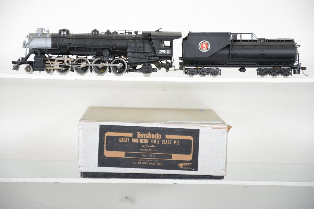Tenshodo Brass GN 4-8-2 P-2: Factory painted. HO Gauge. Like New, test or very light signs of operation, may have light dust from display, light signs of handling, may have some tarnishing to finish. Original box, C9