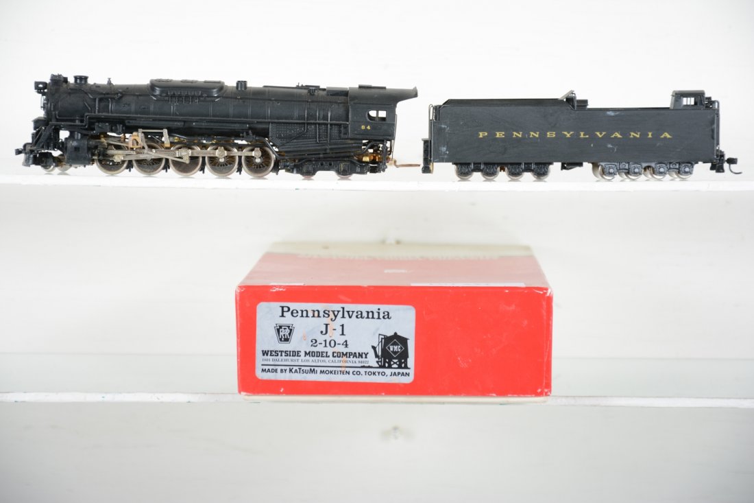 Westside/ Katsumi Brass PRR J-1 2-10-4 Loco #6484: Hobbyist painted & decaled 2 cab numbers off, Light run time, ob C8