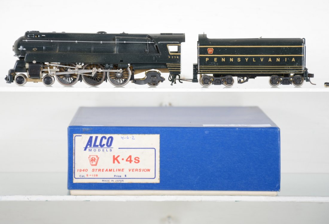 Alco Brass PRR K-4s 1940 Streamline Loco #5338: Armature painted & decaled, brake tank loose on tender, unrun with box, but appears C7