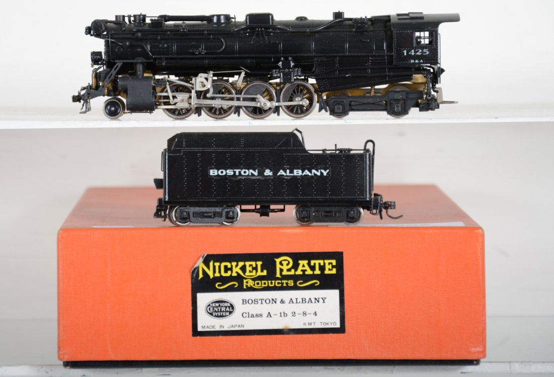 Nickel Plate Brass HO B&A A-1b 2-8-4 Berkshire: Cab 1425. Painted & decaled. Like New, test or very light signs of operation, may have light dust from display, light signs of handling, may have some tarnishing to finish. Original box, C9 Vintage br