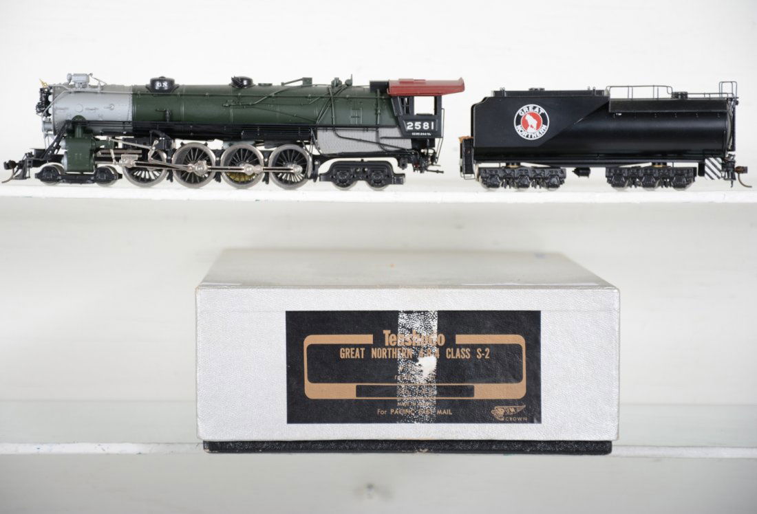 Tenshodo Brass GN S-2 4-8-4 Northern: Factory painted. HO Gauge. Like New to Mint, unrun, may have minor dust from display, near perfect paint, may have some tarnishing to finish. Original box, C10 Vintage brass trains that haven’t been
