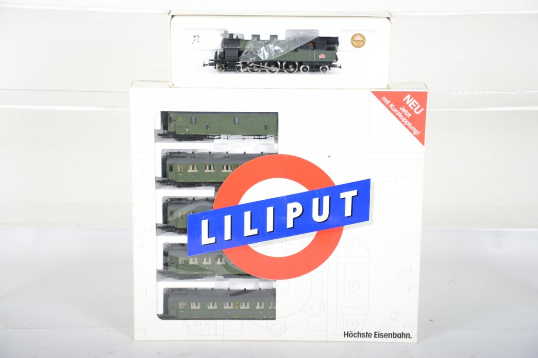 Lilliput HO DB Steam Train Set: 2-rail. Includes a 78 72 French 17cm 4-6-4 tank loco with 847 5-car passenger set. All are new in boxes, C10