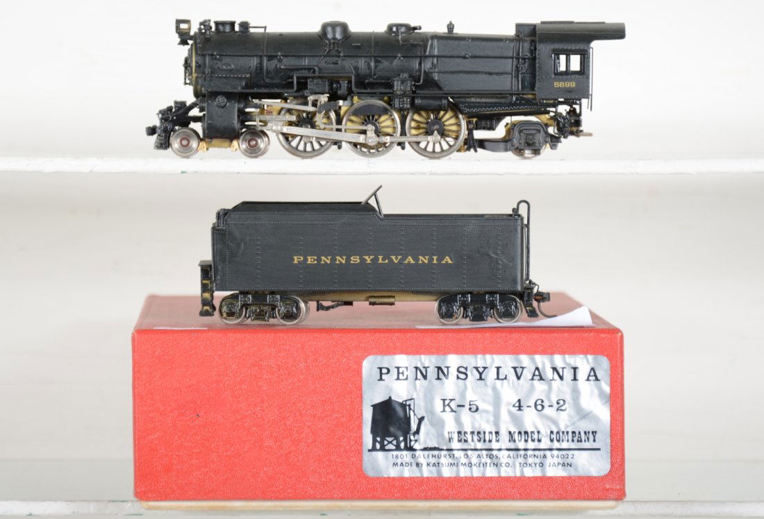 Westside/Katsumi Brass HO PRR K-5 4-6-2 loco: Cab 5699. Factory painted, but Factory painted with Can motor. Hobbyist matte finish over-painted, test run chassis, otherwise finish appears C7+ish