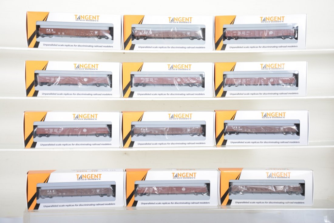 12 Tangent HO PRR Welded 70T Gondolas: All different road numbers, all appear new in boxes, C10