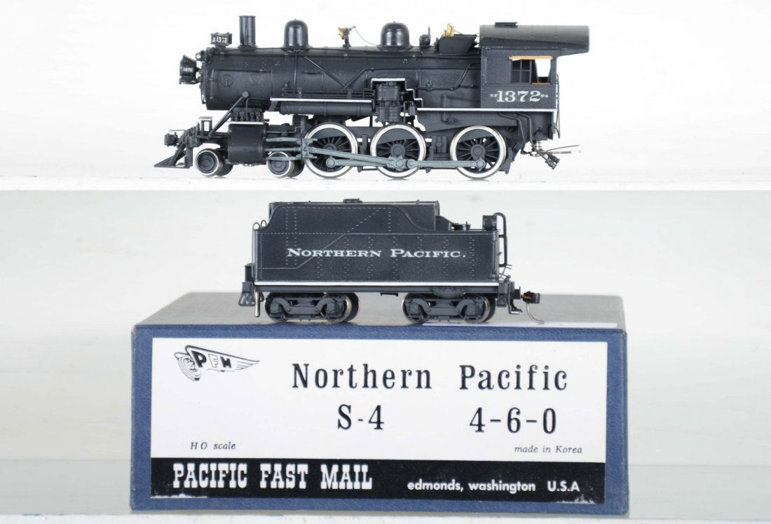 PFM Brass NP 4-6-0 S-4 Locomotive: Nicely painted & decaled loco HO Gauge. Like New, test or very light signs of operation, may have light dust from display, light signs of handling, may have some tarnishing to finish. Original boxes,