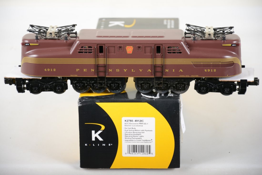 K-Line K2780-4912IC PRR GG1: Nice Congressional GG1 that is equipped with operating lights and pantographs, flywheel drive, and is fully upgradable to Lionel Command & RailSounds. It is new in box, C10