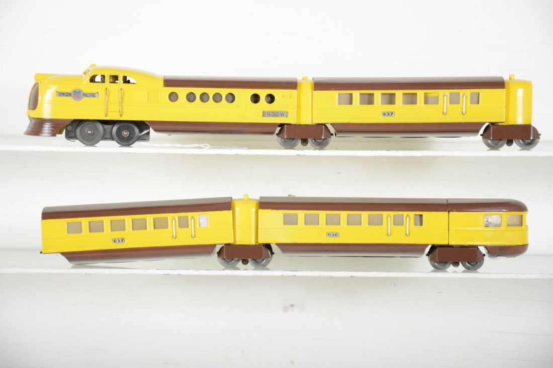 Restored Lionel 636W City Of Denver Set: Nice streamline set with 636W whistling diesel, 2 #637 coaches, 638 observation, all restored and ready to run.