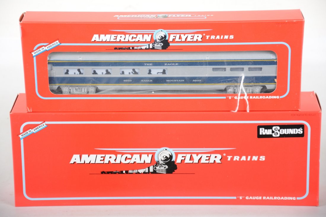 Lionel American Flyer MP Add-On Pieces: S Gauge. Includes the 48118 PB-1 Non-powered B-unit with RailSounds; 48933 diner. They are mint factory fresh with boxes, C10