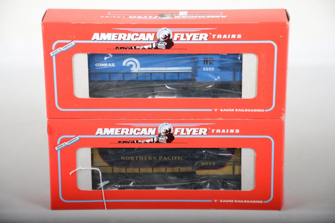 2 Lionel American Flyer Diesel Locomotives: S Gauge. Includes 48014 NP GP-9; 48013 Conrail GP-7. Both are mint factory fresh with boxes, C10