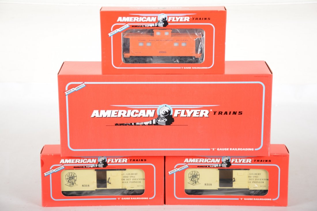 Lionel American Flyer MR Train Set: S Gauge. Includes a 48010 MR EP-5 electric with light & horn; 2 #48318 Gilbert boxcars; 49006 MR animated caboose. All are mint factory fresh with boxes, C10