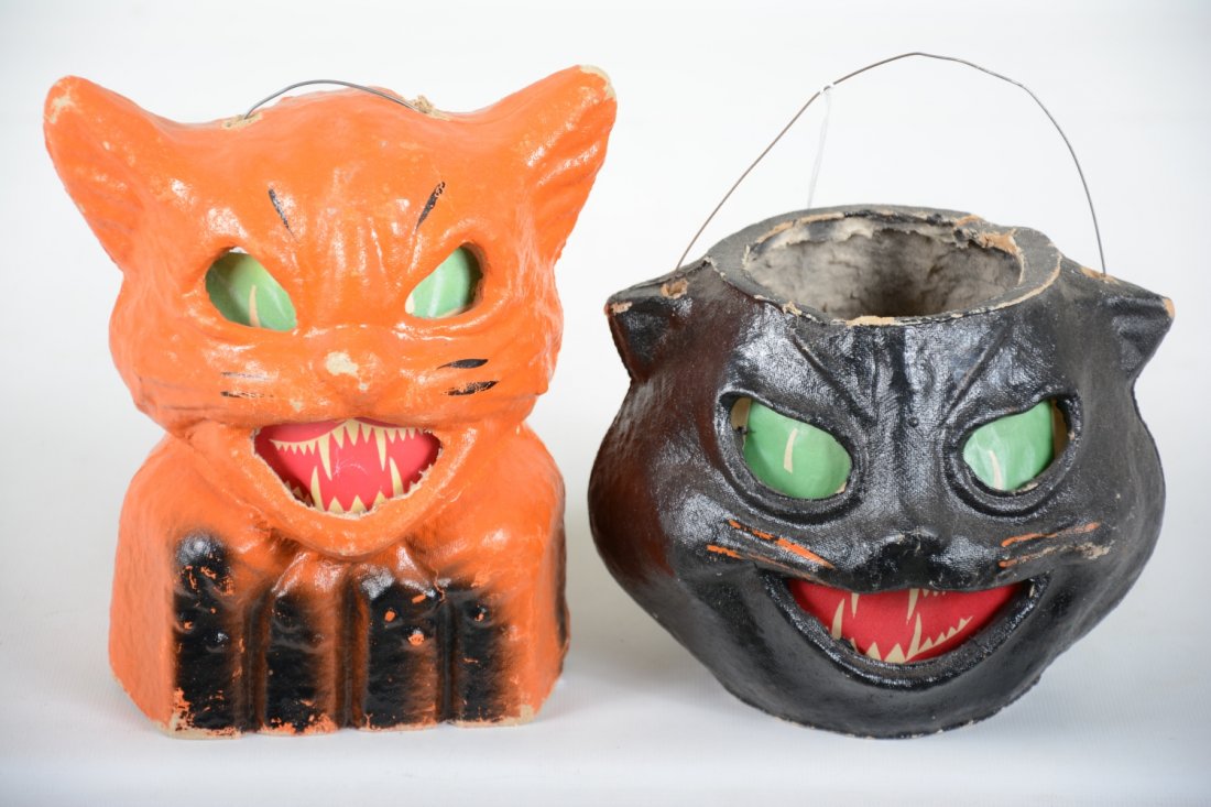 2 Halloween Mean Face Black Cat Lanterns (1 of 4)