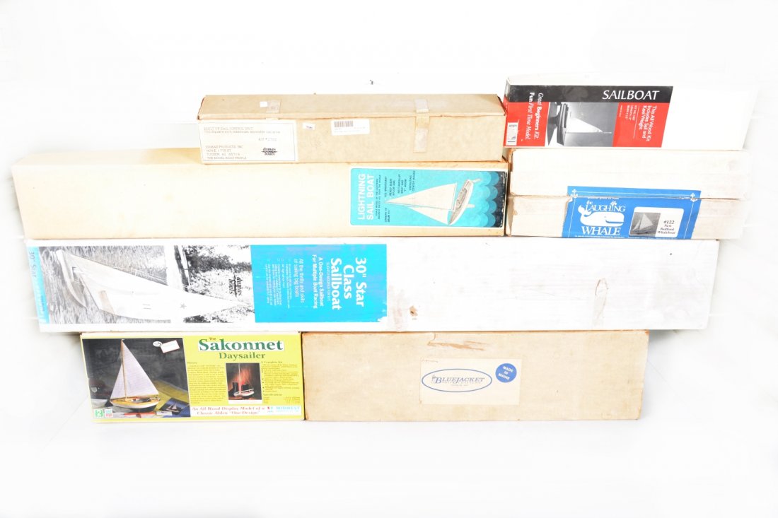 RC Wood Model Boat Kits: Includes a Dumas 12' sailboat; Laughing Whale, 122 New Bedford whaling boat; Dumas Built-up sail control unit(700sqinches); Dumas 19" lightning sailboat; Dumas 30" Star class sailboat; Midwest Sakonne