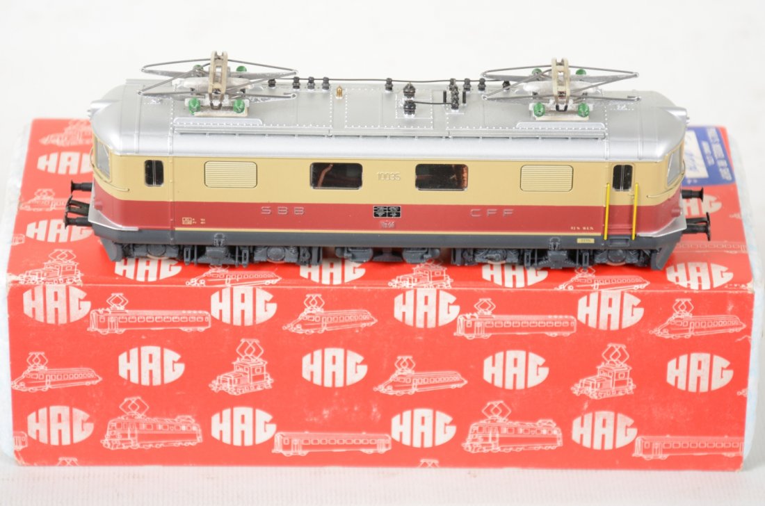 Boxed HAG 230 TEE Electric: Nice diecast Trans Europe Express electric. It shows light runtime with C9 body with box.