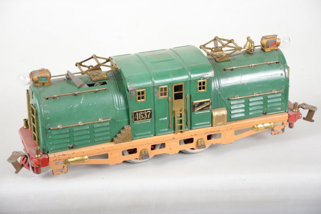 American Flyer 4637 Shasta Electric: Standard Gauge. Nice Pocahontas electric with operating bell. It is clean and shiny, showing moderate playwear, C6-