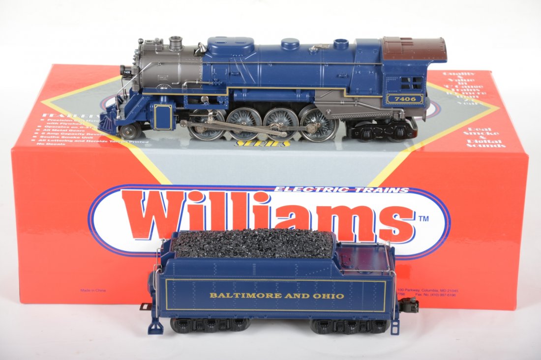 Williams BERK101 B&O Berkshire: Nice 2-8-4 diecast steam loco equipped with light, smoke, true Blast II Whistle & bell. It shows light runtime with C9 bodies with setbox.