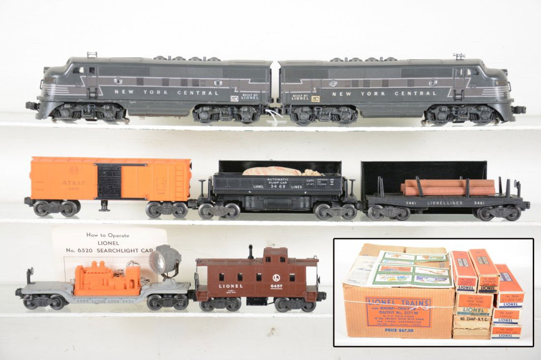 Clean Boxed 1950 Lionel NYC F3 Set 2171W (1 of 8)