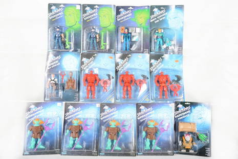 13 Kenner SilverHawks Action Figures: 1987. Includes Condor with Jetstream, unpunched; 3 Mon-Star with Sky-Shadow; 4 Windhammer with Tunning-Fork, 3 unpunched; 2 Steelwill with Ultrasonic Suit; Moon Stryker with Tail-Spin, dent in bubble;