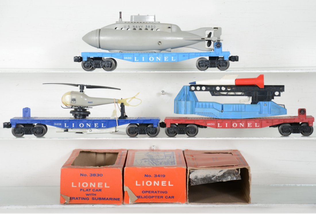 Clean Boxed Lionel 3419, 6650 & 3830 Space Cars (1 of 4)