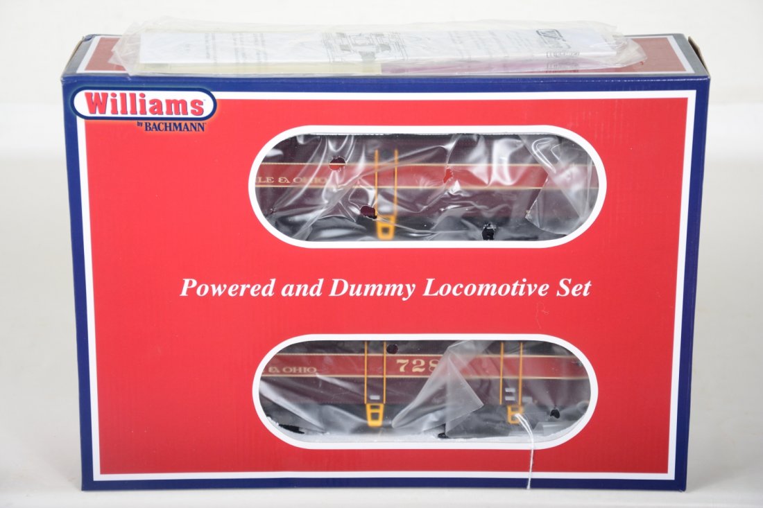 Williams 23203 GM&O FA/FB 1 AA Diesels: Nice dual flywheel drive motor pair with TrueBlast Plus, that show very light runtime with C9 bodies with setbox & shipper