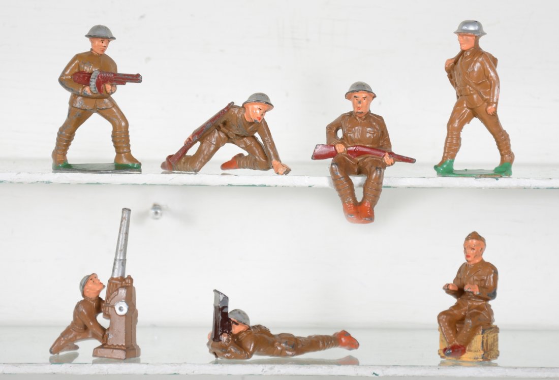 Manoil & Barclay Dimestore Soldiers: Includes B151A-770; M73; M59; M99; M49; M72; M71. They show light to moderate playwear, C6+-7+