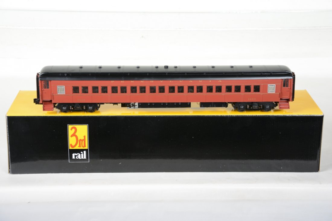O Ga. 3rd Rail Sunset Brass PRR P70 Coach: 072 3-rail. Beautiful factory painted coach, #3403. It is new in box, C10