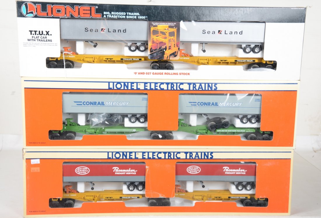 Lionel TTUX Cars: Includes 16322 Seaboard set; 52041 Conrail set; 16904 NYC set. They appear like new with boxes, C9+-10