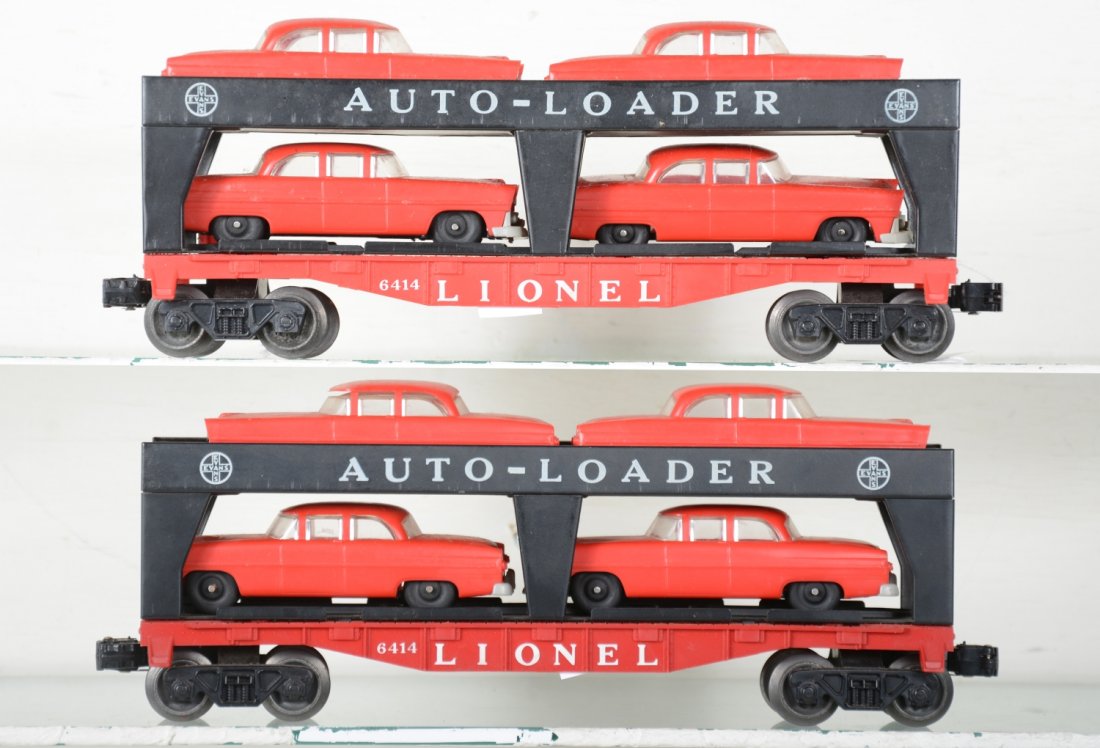 2 Scarce Lionel 6414 Auto-Loaders, Red/Gray Cars (1 of 4)