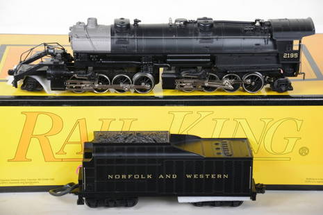 MTH RailKing 30-1163-0 N&W Y6b Mallet: Nice 2-8-8-2 articulated steam loco with flywheel drive, light, smoke & LocoSounds. It shows light runtime with setbox, C9